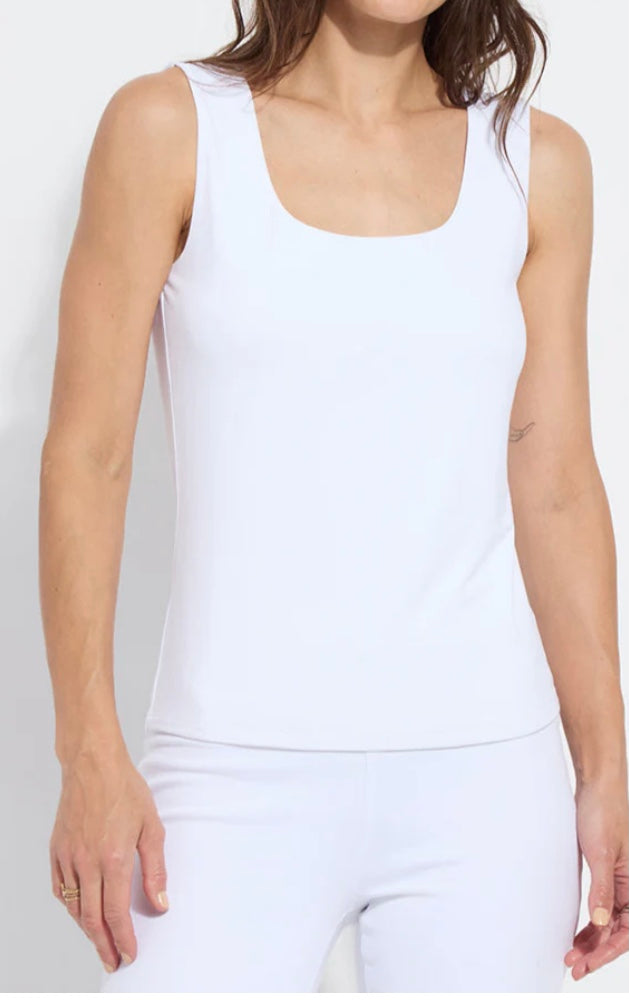 Evie Scoop Neck Tank in White by Lysse