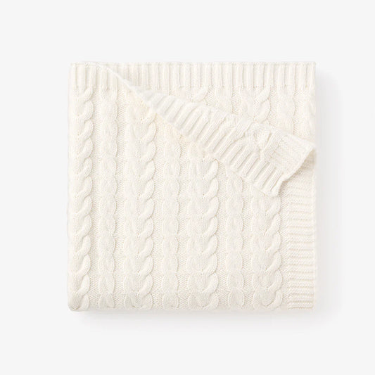 Whisper White Horseshoe Cable Blanket by Elegant Baby