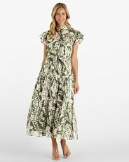 Mirabella Dress in Wild Paisley Loden-Gold by Jude Connally