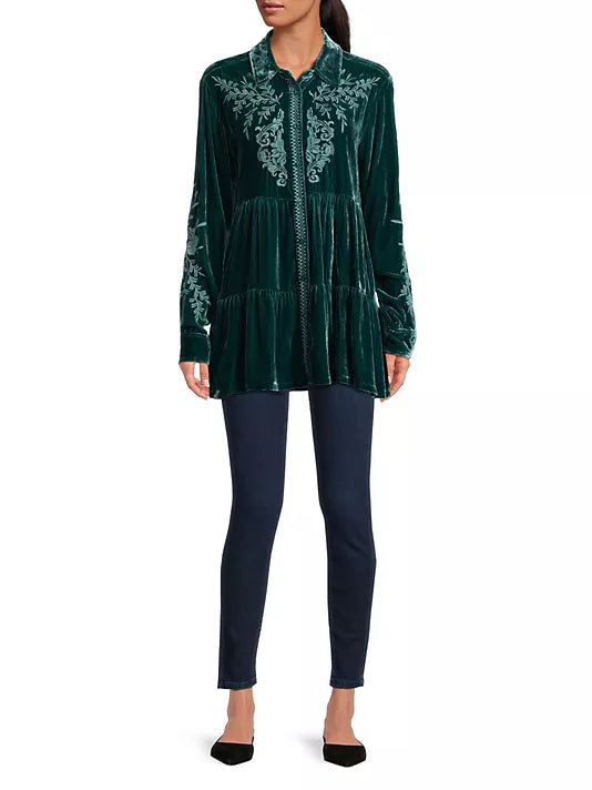 Johnny Was Velvet Tiered Lenon Tunic