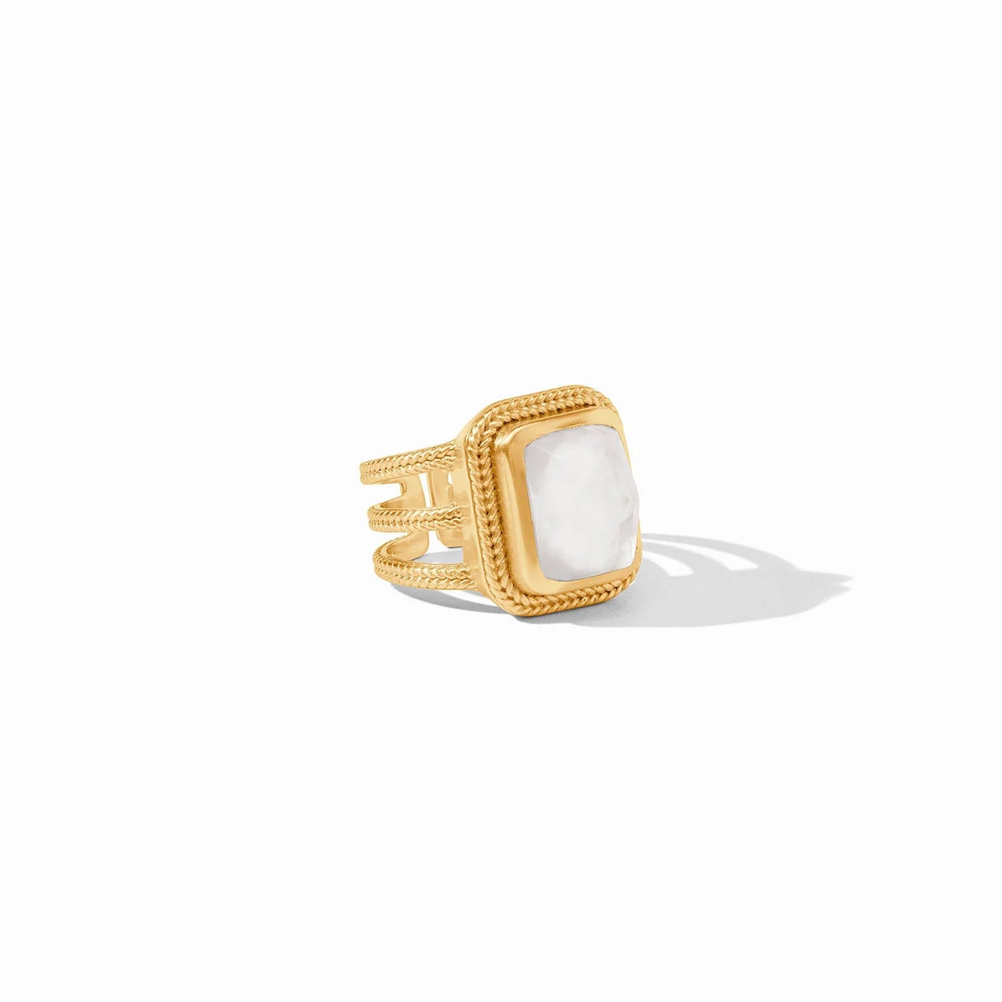 Cheval Statement Ring in Gold Iridescent Clear Crystal by Julie Vos