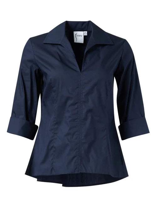 Swing Shirt in Navy Silky Poplin by Finley