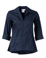 Swing Shirt in Navy Silky Poplin by Finley