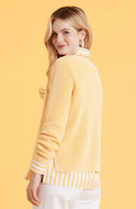 Mineral Wash Cotton V Neck Sweater in Sunshine Yellow by Tyler Boe