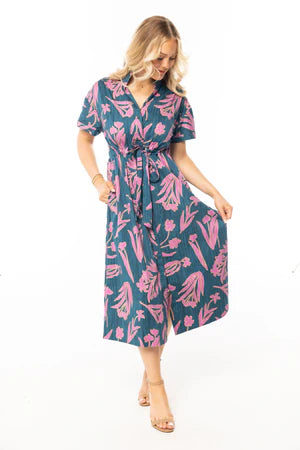 Bria Dress in Gloaming Autumn Garden by Holly Shae