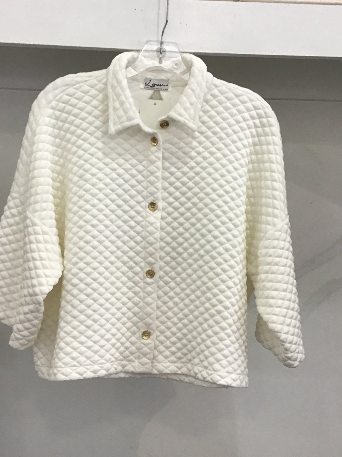 Quilted Short Jacket in White by ILinen