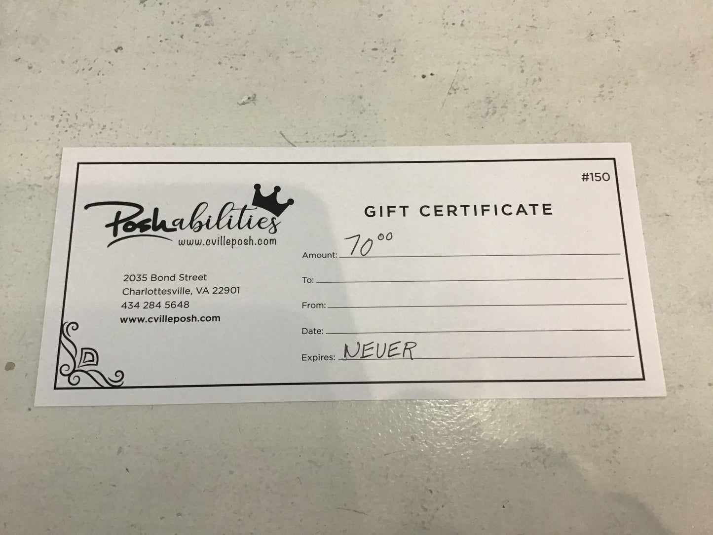 Gift certificate