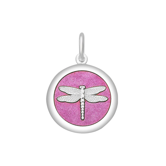 Medium Charm 27mm Pendant Silver Dragonfly in Vintage Pink by Lola & Company