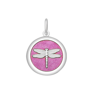 Medium Charm 27mm Pendant Silver Dragonfly in Vintage Pink by Lola & Company