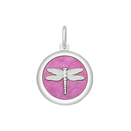 Medium Charm 27mm Pendant Silver Dragonfly in Vintage Pink by Lola & Company