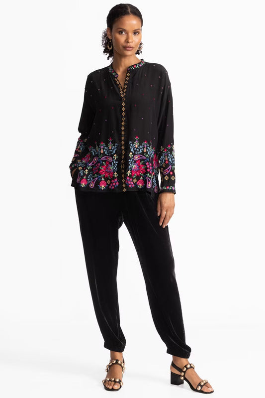 Audrey Mandarin Collar Shirt - Teresa by Johnny Was