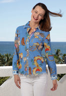 Cape Cod tunic/Shirt Blue Dragons by Dizzy Lizzie/Tizzie