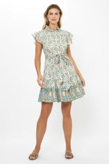 Ruffle Collar Button Mini Marseille Green by Oliphant