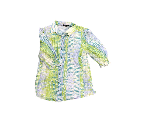 Shirred Sleeve Collar Shirt - Lime by David Cline