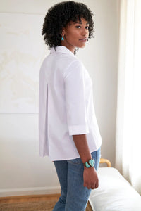 Swing Shirt in White Silky Poplin by Finley