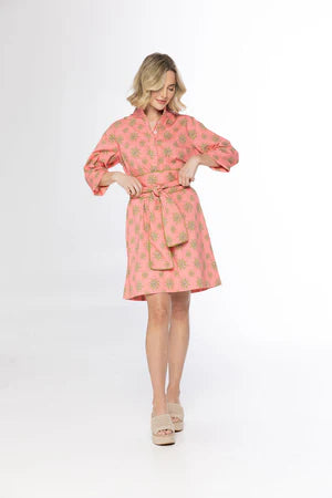 Arden Dress in Pink Pinwheels by Holly Shae Design