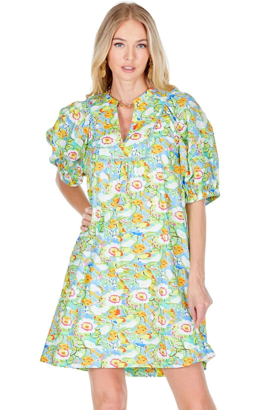 Front Yoke Trim dress in Mango Blossom by Joy Joy