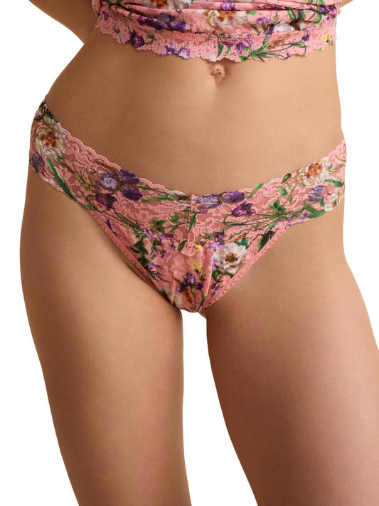 Printed Signature Lace® Original Rise Thong Fawning Flora Coral Pink by Hanky Panky