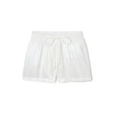 Mikel Satin Short With Rib Knit Waistband And Adjustable Drawstring in Pearl by PJ Dreamwear