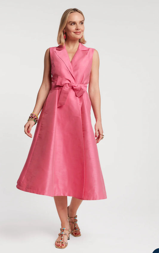 Lucia Maxi Dress in Dupion Pink by Frances Valentine