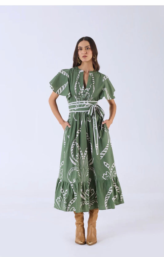 Leni Dress in Fountain Green