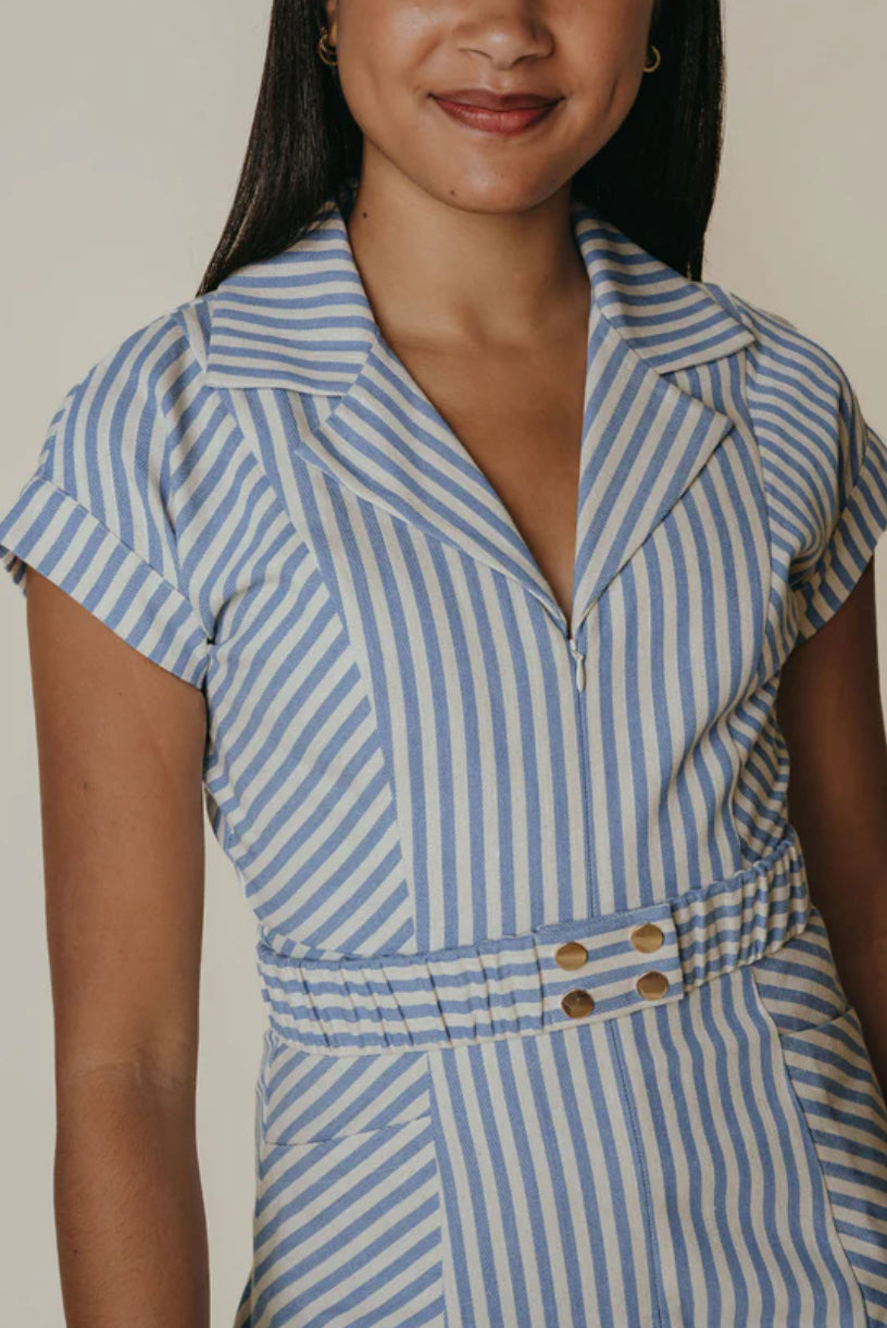 Aly Dress in Blue Stripe by La Roque