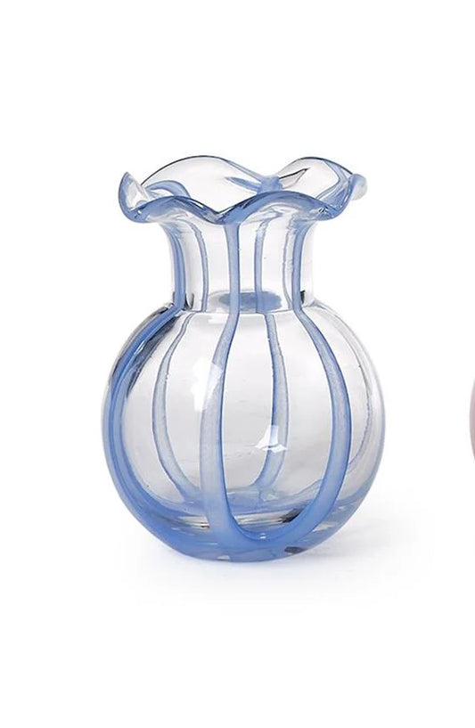 Ruffled Ribbon Vase in Blue by Two’s Company