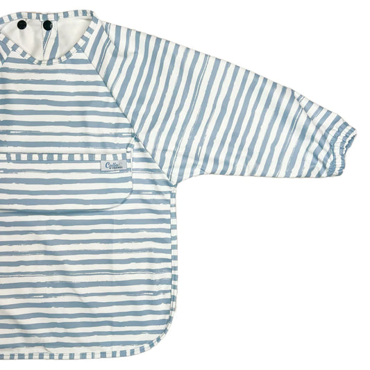 The Grayson Long Sleeve Bib - Brush Stripes in Powder Blue