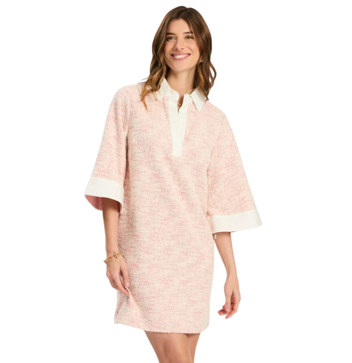 Sid Knit Boucle Dress in Shell Pink by Tyler Boe