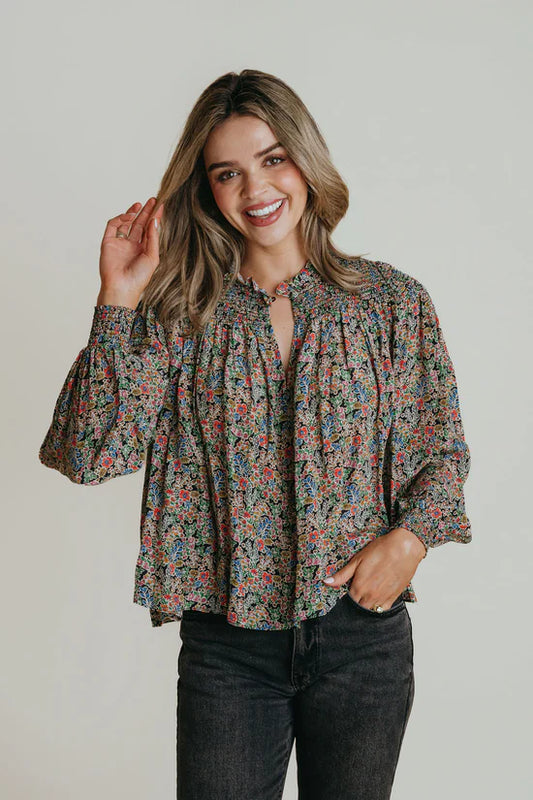 Judy Top in Oxford Floral by LaRoque