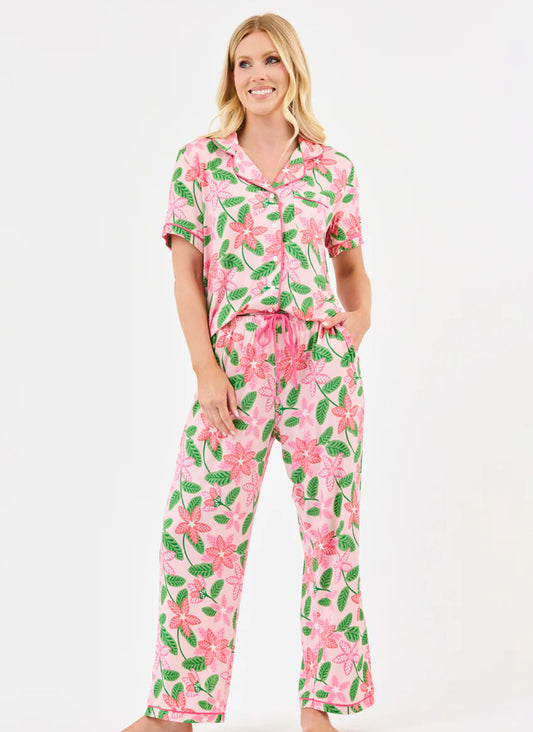 Charlotte Short Sleeve Pants Set in Island Muse Pink by Mary Square