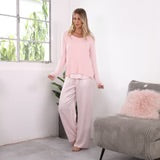 Frankie Rib Knit High/Low Sweatshirt With Slit in Blush by PJ Dreamwear