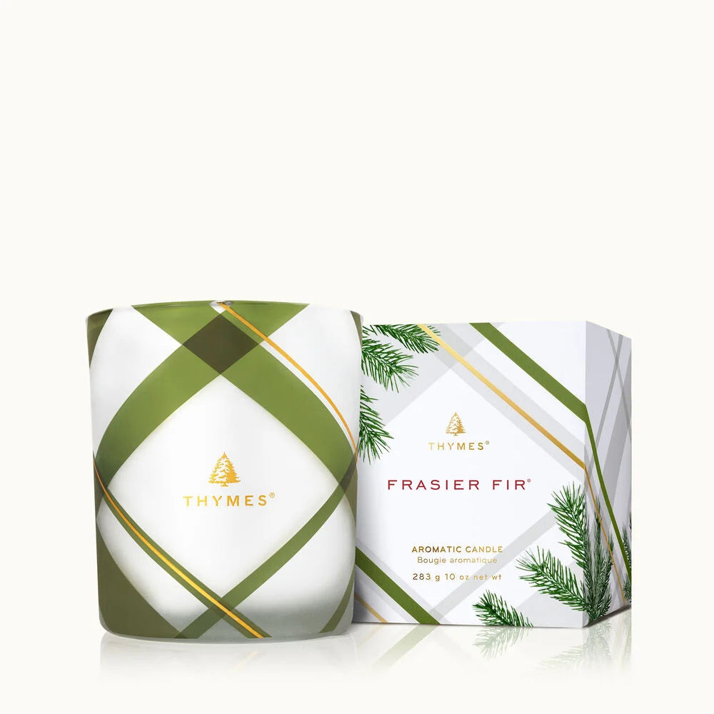 Frasier Fir Frosted Plaid Medium Candle by Thymes, 10 oz