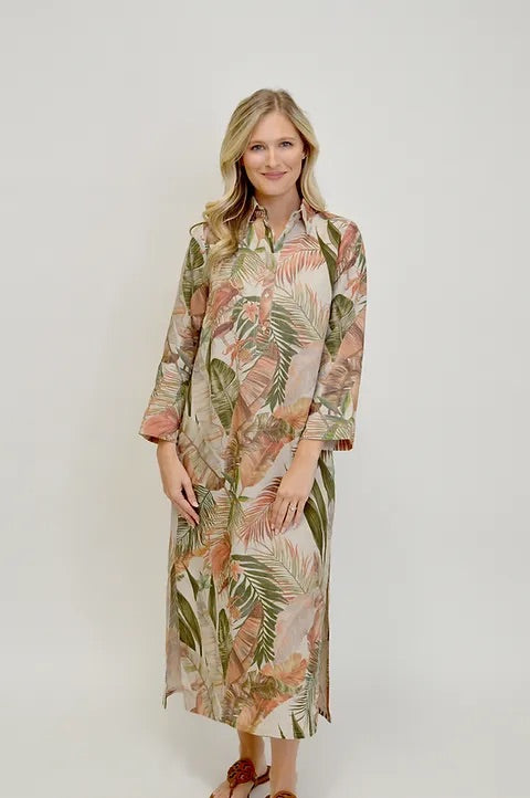 Maxi Shirt Dress in Tropics by ILinen