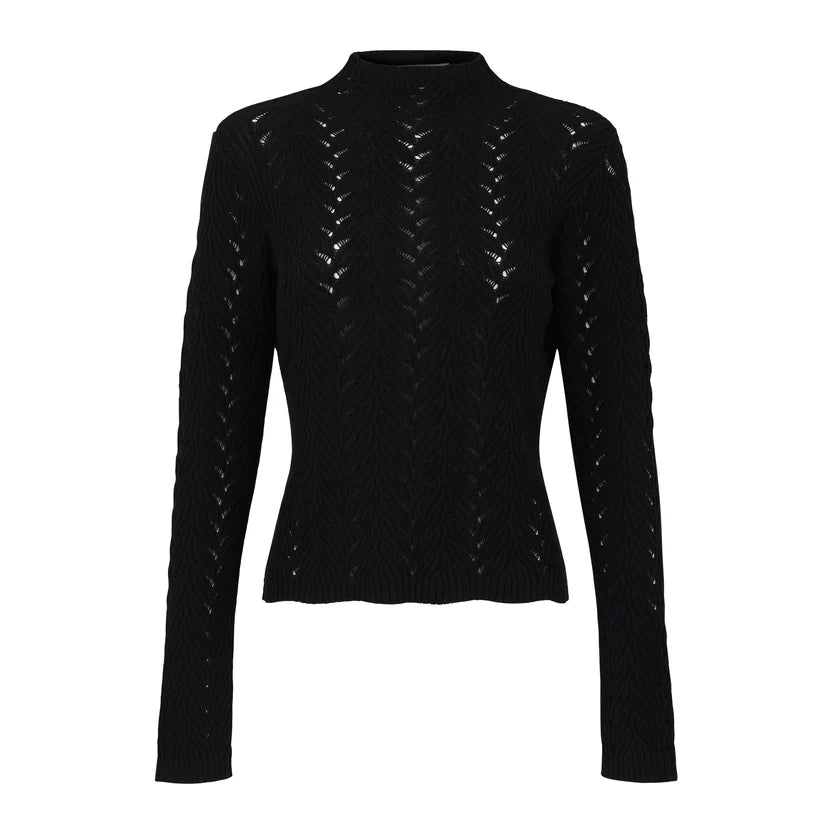 LANA POINTELLE LONG SLEEVE Sweater in Black by Born a Kennedy