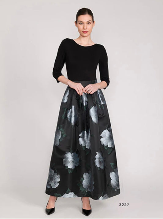 Jersey Top Black/Blue Jacquard Skirt by Bigio