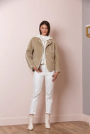 Emma Merino Wool and Mulberry Silk Blended Short Coat with Puffer Vest Set by Jessie Liu