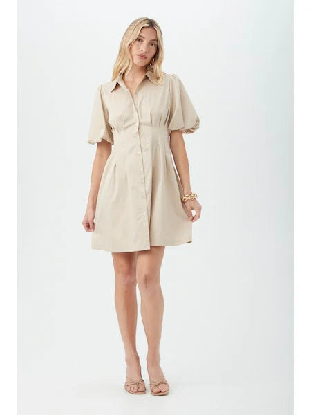 Galine Puff Sleeve Dress in Chai by Trina Turk