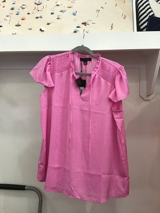 Ruffle Short Sleeve Top in Bon Bon Pink by Renuar