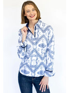 Rome Shirt Navy Buckles by Dizzy Lizzie