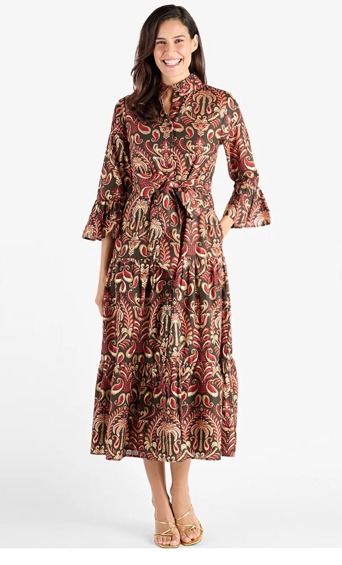 Roxie Dress in Ornate Topiary Espresso/Gold by Jude Connally