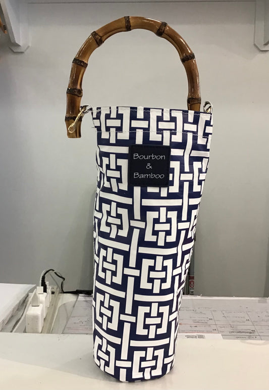 Wine Tote in Navy Buckle by Bourbon & Bamboo