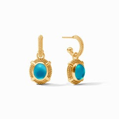 Cabochon Hoop & Charm Earring in Iridescent London Blue by Julie Vos