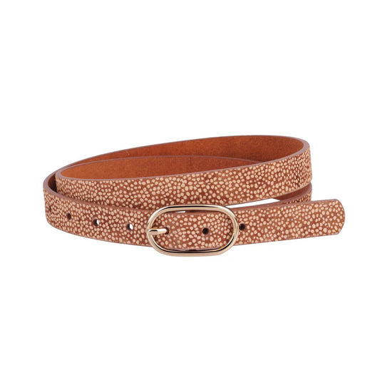 Skinny Spotted Calf Hair Belt in Tan by Most Wanted