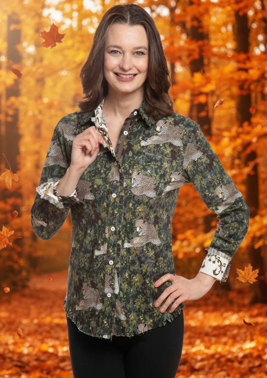 Cape Cod Top with Cheetahs in the Grass by Dizzy Lizzie