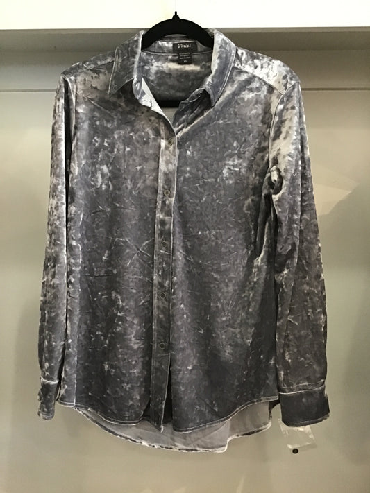 Pure Amici Silver Velvet Button Down Shirt