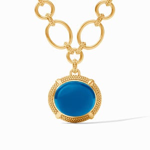 Cabochon Statement Necklace in Iridescent London Blue by Julie Vos