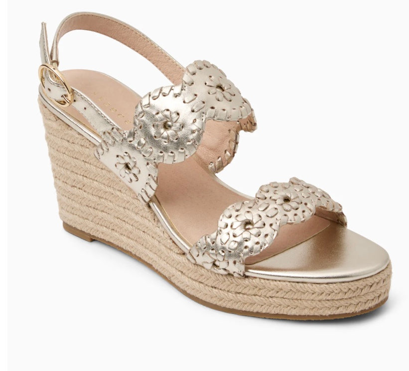 Laurin Wedge in Metallic Nappa in Platinum by Jack Rogers