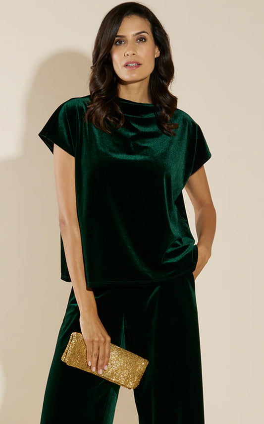 Tillie Velvet Palace Green Top by Jude Connally