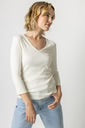 3/4 Sleeve V Neck in Rope (Cream) by Lilla P